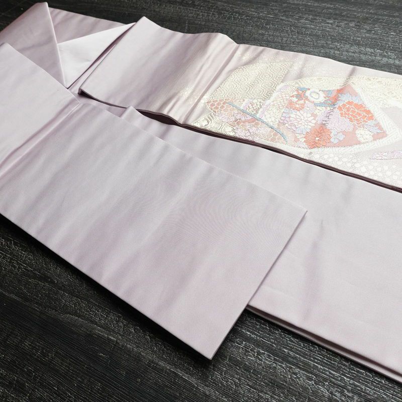 名古屋帯 太鼓柄 良品 正絹 古典柄 名古屋仕立て 箔 つづみ 菊 金糸 紫・藤色_画像21