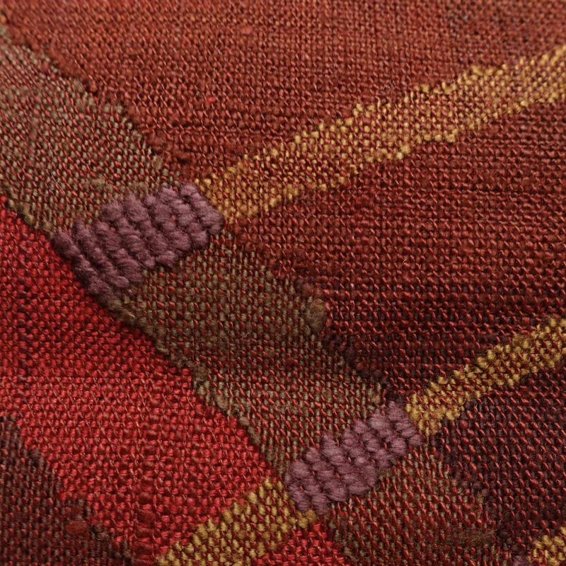 名古屋帯 太鼓柄 良品 正絹 幾何学柄・抽象柄 松葉仕立て 帯 小豆・エンジ_画像4