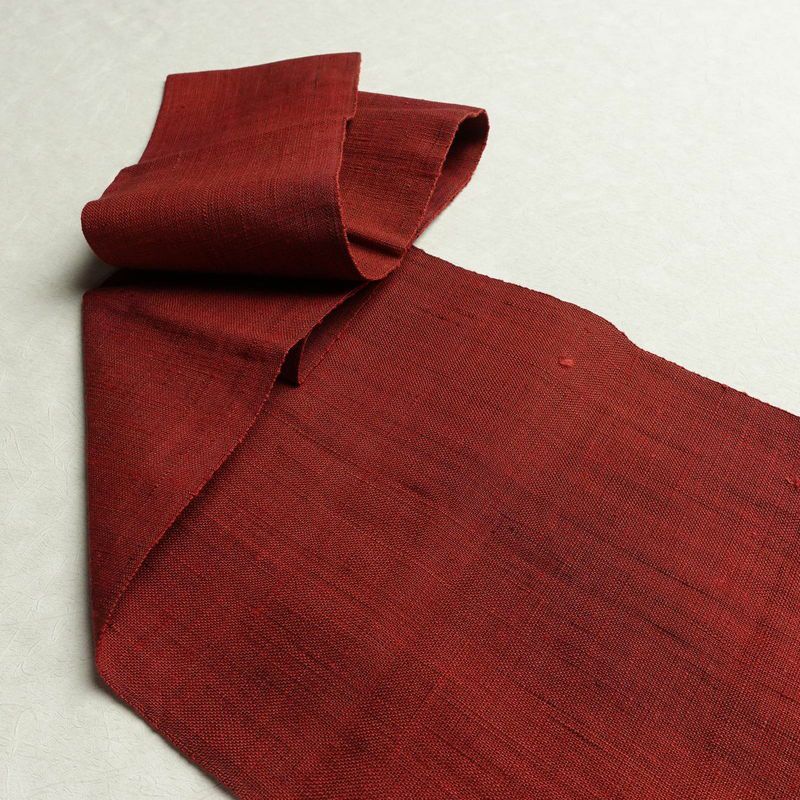 名古屋帯 太鼓柄 良品 正絹 幾何学柄・抽象柄 松葉仕立て 帯 小豆・エンジ_画像17