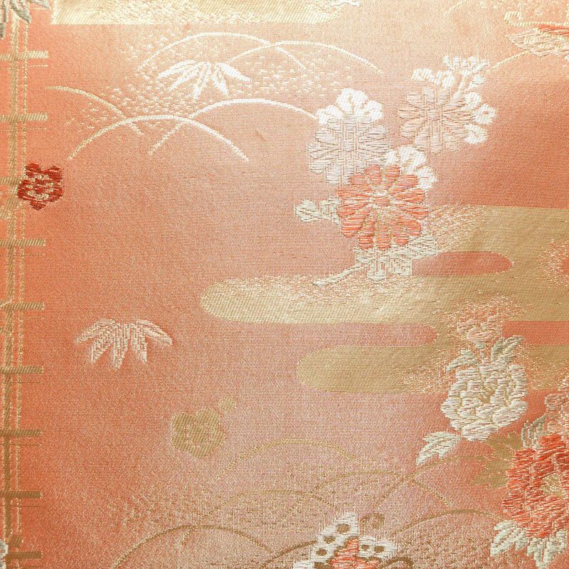 名古屋帯 六通柄 正絹 古典柄 名古屋仕立て 箔 帯 ピンク_画像2