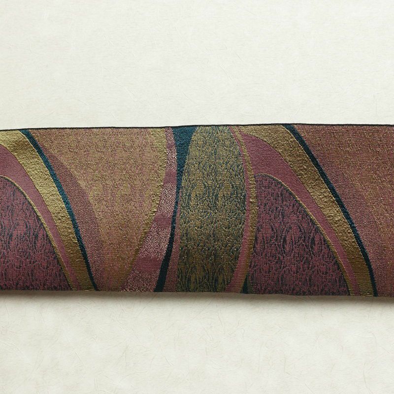 名古屋帯 全通柄 正絹 幾何学柄・抽象柄 通し仕立て 帯 多色使い_画像14