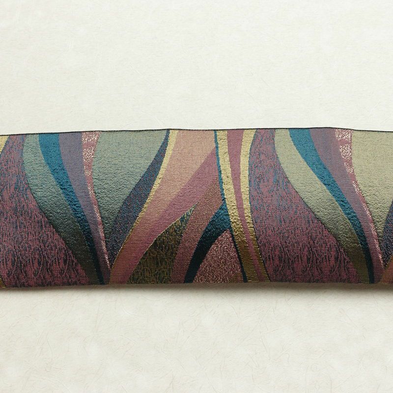 名古屋帯 全通柄 正絹 幾何学柄・抽象柄 通し仕立て 帯 多色使い_画像15