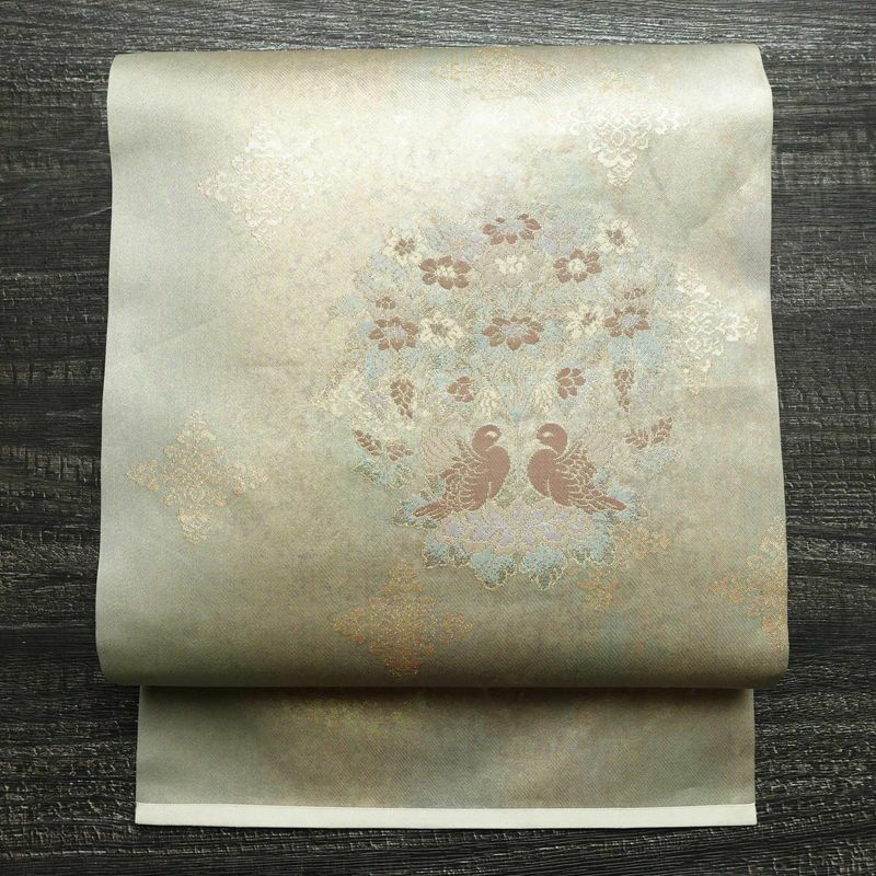 名古屋帯 太鼓柄 正絹 人物・動物柄 名古屋仕立て 箔 金糸 金・銀_画像1