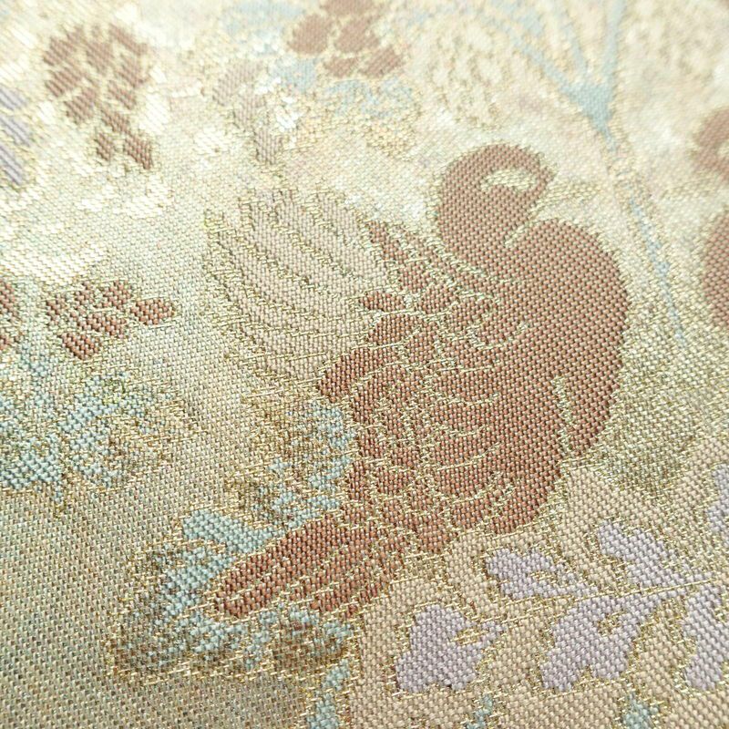 名古屋帯 太鼓柄 正絹 人物・動物柄 名古屋仕立て 箔 金糸 金・銀_画像6