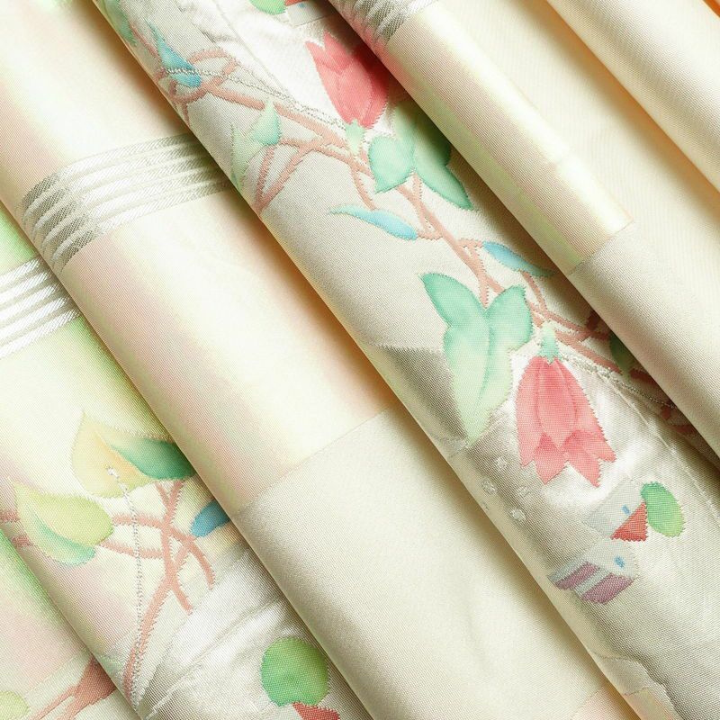 袋帯 太鼓柄 オーロラ箔 フォーマル用 正絹 花柄 箔 銀糸 ピンク_画像20