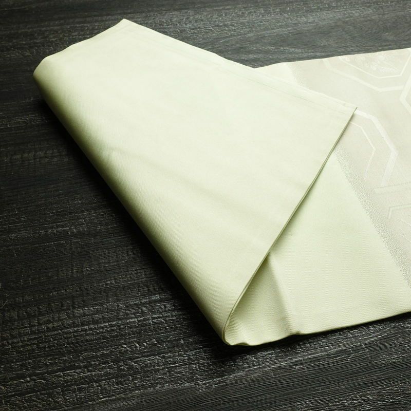 名古屋帯 太鼓柄 良品 しつけ糸付き 正絹 古典柄 名古屋仕立て 銀糸 帯 緑・うぐいす色_画像9