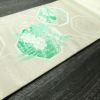 名古屋帯 太鼓柄 良品 しつけ糸付き 正絹 古典柄 名古屋仕立て 銀糸 帯 緑・うぐいす色_画像11
