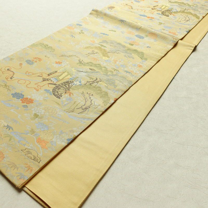 袋帯 六通柄 西陣織 証紙あり フォーマル用 正絹 古典柄 帯 茶屋ケ辻 黄・黄土色_画像7