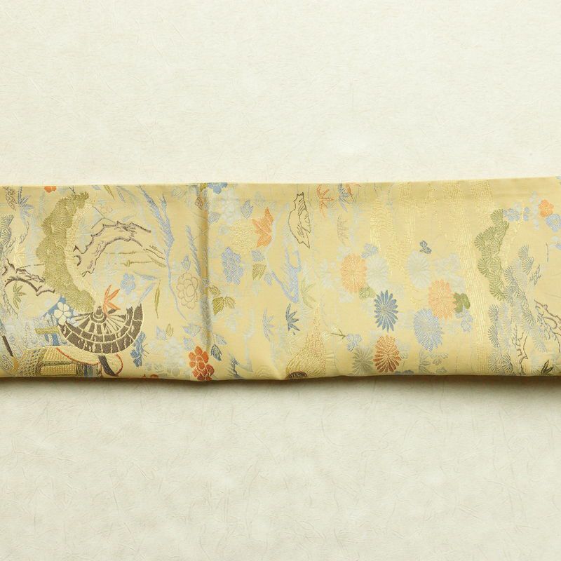 袋帯 六通柄 西陣織 証紙あり フォーマル用 正絹 古典柄 帯 茶屋ケ辻 黄・黄土色_画像12