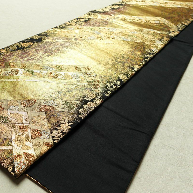 袋帯 六通柄 フォーマル用 正絹 古典柄 箔 帯 金・銀_画像9