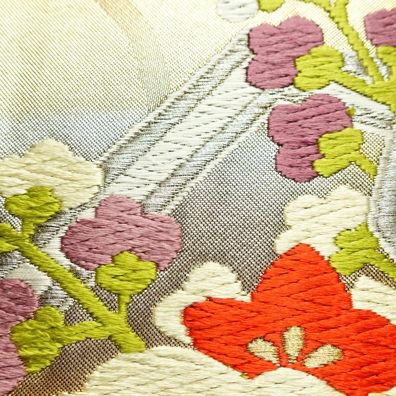 名古屋帯 太鼓柄 しつけ糸付き 正絹 古典柄 名古屋仕立て 箔 金糸 帯 黒_画像7