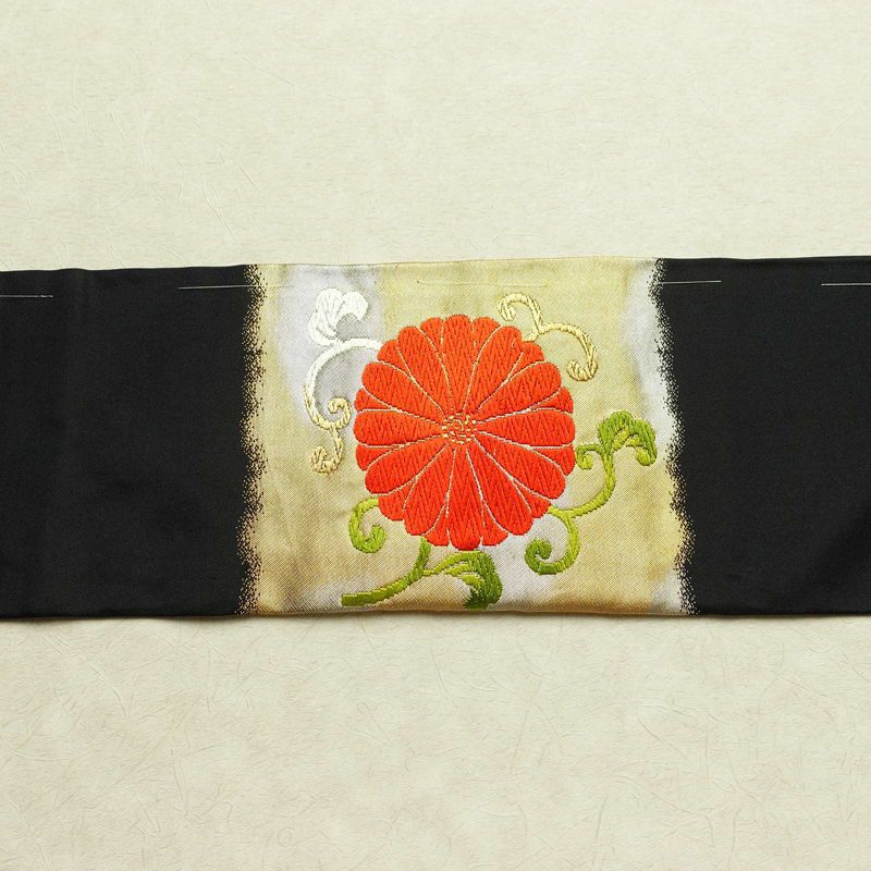 名古屋帯 太鼓柄 しつけ糸付き 正絹 古典柄 名古屋仕立て 箔 金糸 帯 黒_画像16