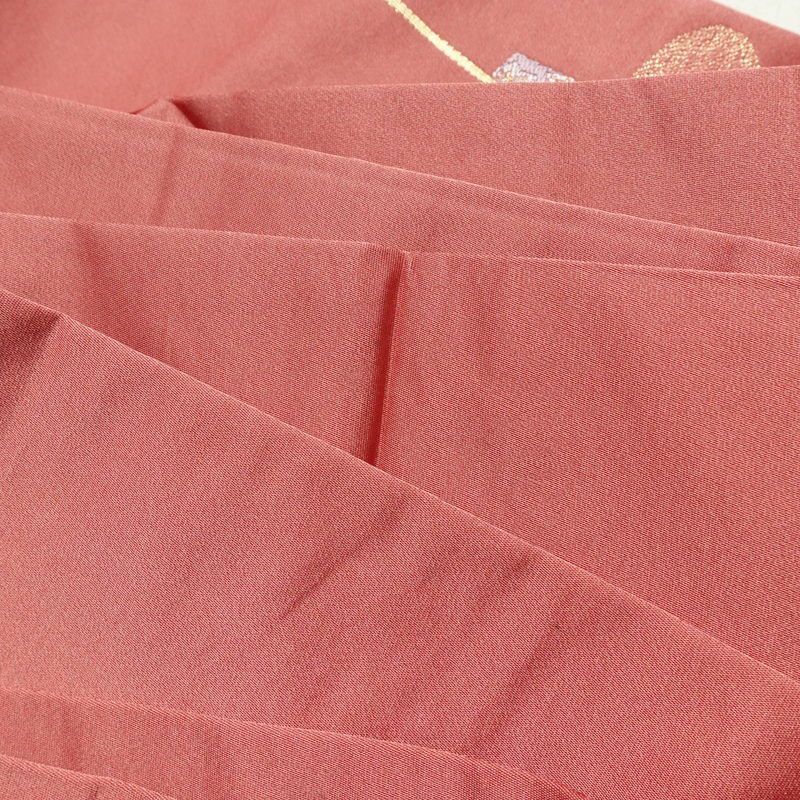 名古屋帯 太鼓柄 良品 ポリエステル 古典柄 名古屋仕立て 金糸 帯 扇子 ピンク_画像17