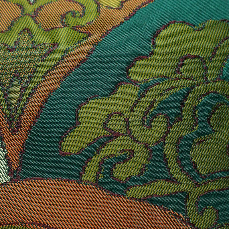 袋帯 六通柄 一般用 正絹 扇子 古典柄 緑・うぐいす色_画像4