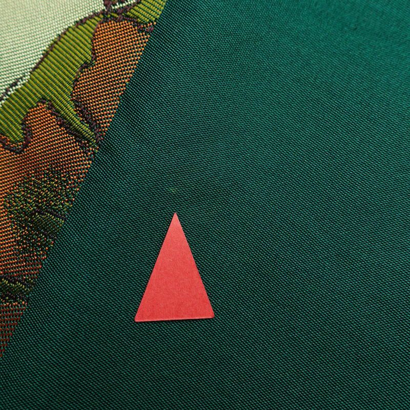 袋帯 六通柄 一般用 正絹 扇子 古典柄 緑・うぐいす色_画像17