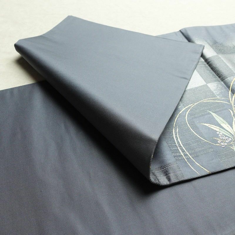 袋帯 六通柄 美品 フォーマル用 正絹 木の葉・植物柄 箔 金糸 銀糸 帯 紫・藤色_画像9