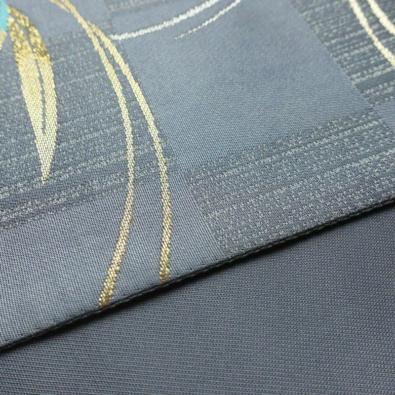 袋帯 六通柄 美品 フォーマル用 正絹 木の葉・植物柄 箔 金糸 銀糸 帯 紫・藤色_画像12