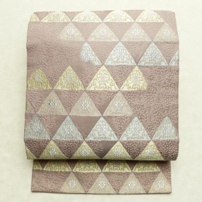 博多帯 名古屋帯 正絹 博多名古屋帯 新品 八寸名古屋帯 正絹 黒 茶 葡萄 縞 六通柄 | Kisste