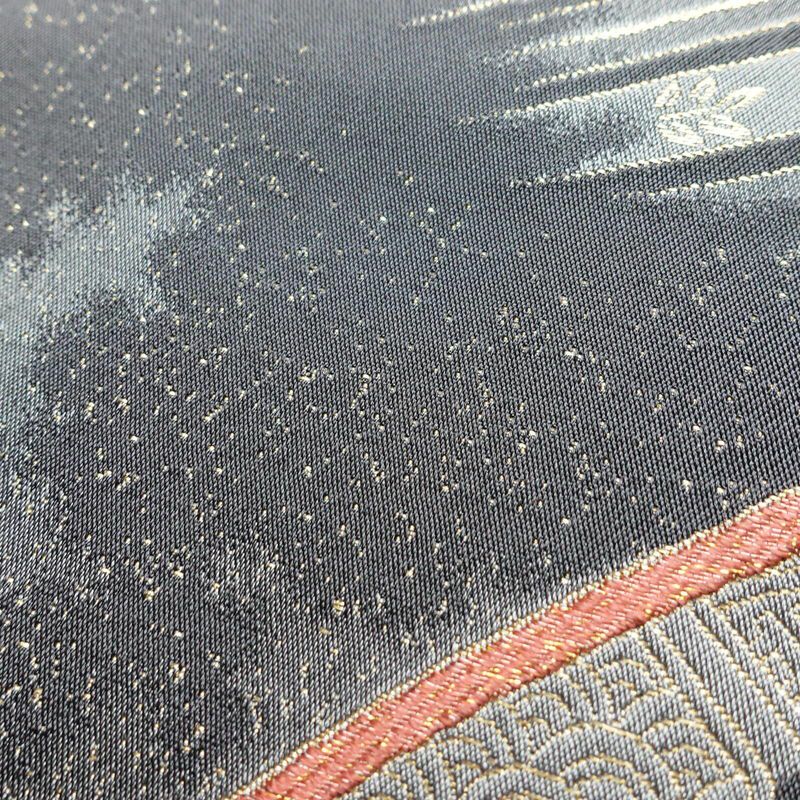 袋帯 湖東焼燭台文 六通柄 良品 フォーマル用 正絹 古典柄 金糸 帯 グレー_画像6