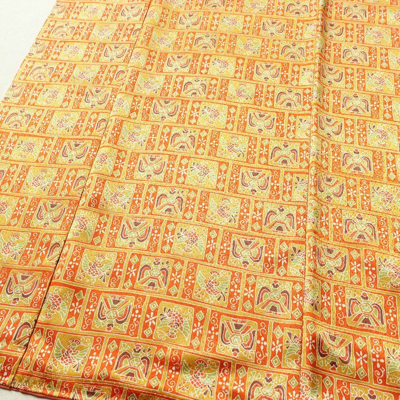 小紋 ポリエステル 幾何学柄・抽象柄 袷仕立て 身丈159cm 裄丈66.5cm 着物 橙_画像4