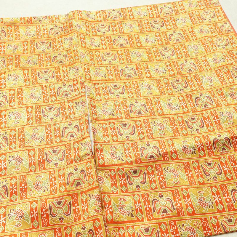 小紋 ポリエステル 幾何学柄・抽象柄 袷仕立て 身丈159cm 裄丈66.5cm 着物 橙_画像11