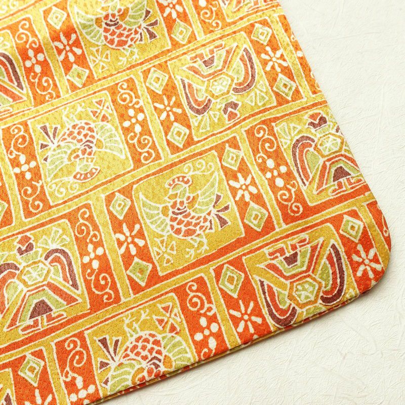 小紋 ポリエステル 幾何学柄・抽象柄 袷仕立て 身丈159cm 裄丈66.5cm 着物 橙_画像13