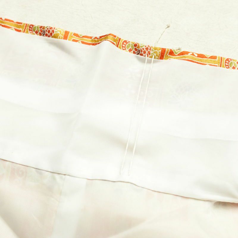 小紋 ポリエステル 幾何学柄・抽象柄 袷仕立て 身丈159cm 裄丈66.5cm 着物 橙_画像17