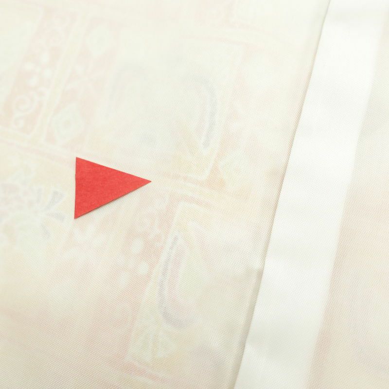 小紋 ポリエステル 幾何学柄・抽象柄 袷仕立て 身丈159cm 裄丈66.5cm 着物 橙_画像18