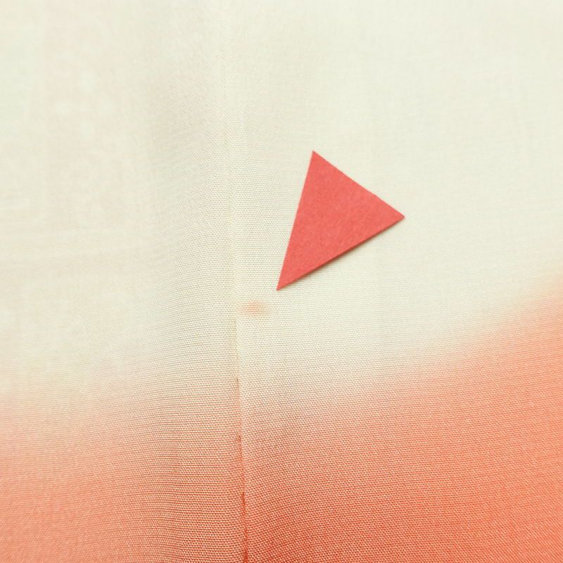 小紋 ポリエステル 幾何学柄・抽象柄 袷仕立て 身丈159cm 裄丈66.5cm 着物 橙_画像20