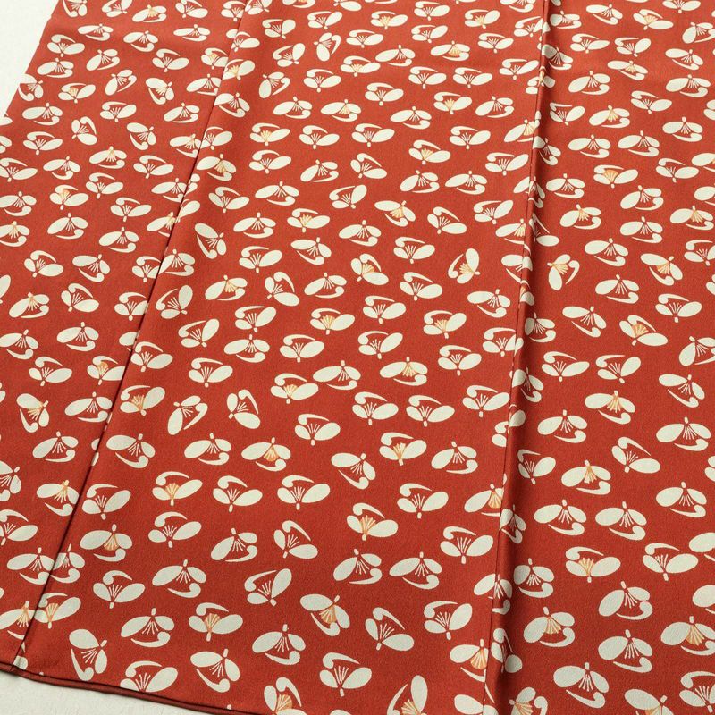 小紋 良品 縮緬 総柄 ポリエステル 花柄 袷仕立て 身丈164cm 裄丈64.5cm 着物 赤・朱_画像5