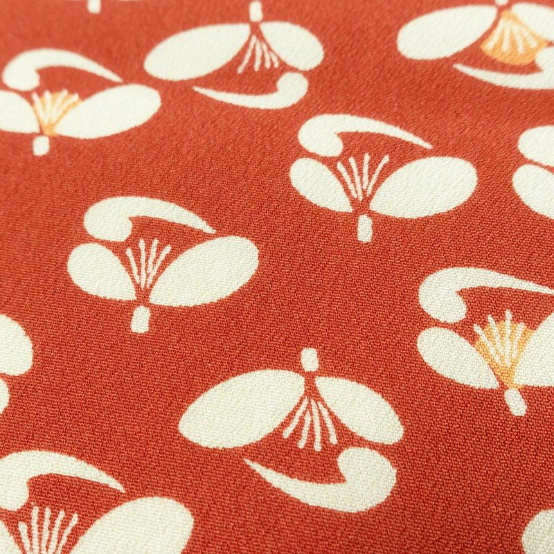 小紋 良品 縮緬 総柄 ポリエステル 花柄 袷仕立て 身丈164cm 裄丈64.5cm 着物 赤・朱_画像7