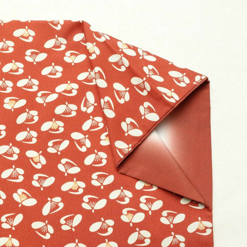 小紋 良品 縮緬 総柄 ポリエステル 花柄 袷仕立て 身丈164cm 裄丈64.5cm 着物 赤・朱_画像13