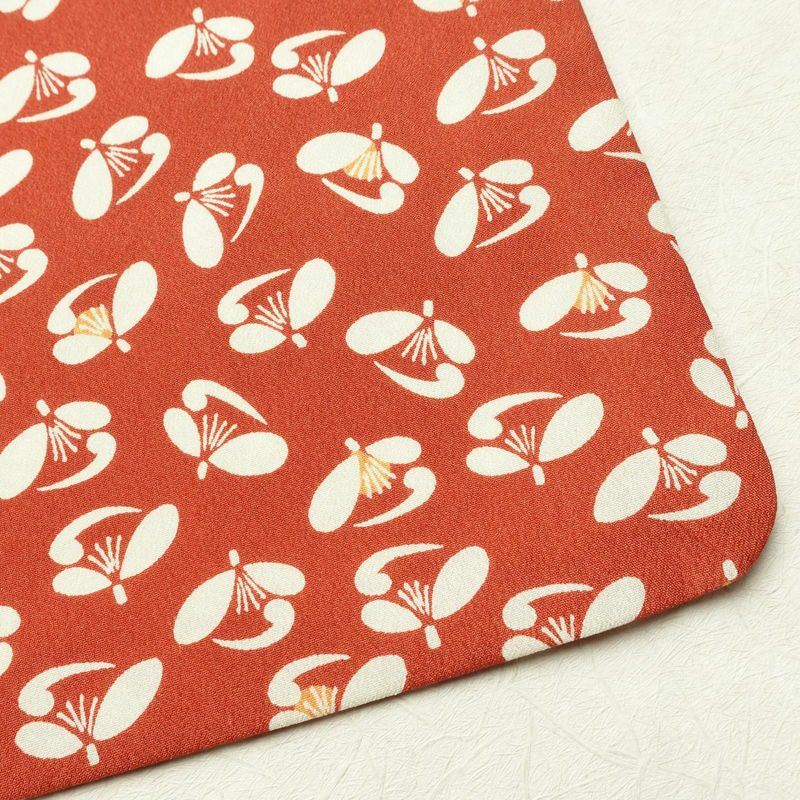 小紋 良品 縮緬 総柄 ポリエステル 花柄 袷仕立て 身丈164cm 裄丈64.5cm 着物 赤・朱_画像14