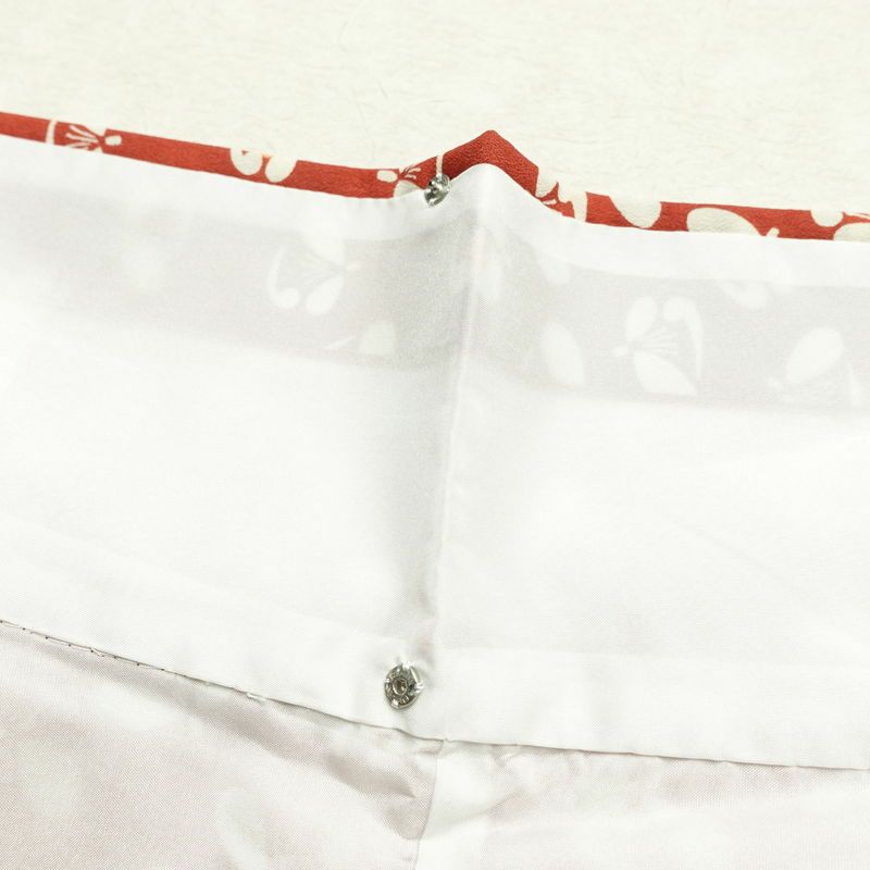 小紋 良品 縮緬 総柄 ポリエステル 花柄 袷仕立て 身丈164cm 裄丈64.5cm 着物 赤・朱_画像18