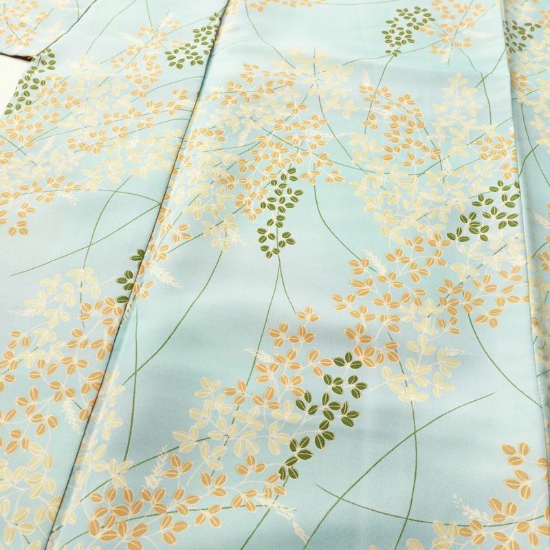 小紋 ポリエステル 木の葉・植物柄 袷仕立て 身丈164cm 裄丈66cm 着物 青・紺_画像5