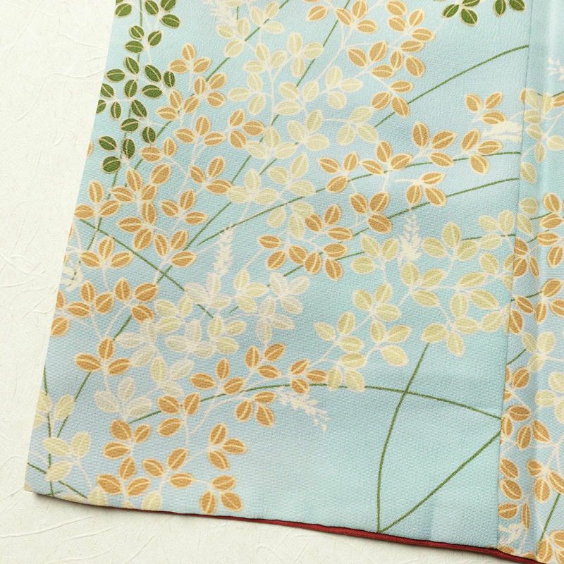 小紋 ポリエステル 木の葉・植物柄 袷仕立て 身丈164cm 裄丈66cm 着物 青・紺_画像10