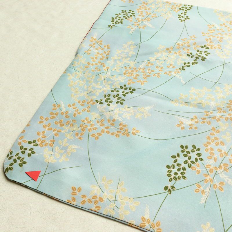 小紋 ポリエステル 木の葉・植物柄 袷仕立て 身丈164cm 裄丈66cm 着物 青・紺_画像11