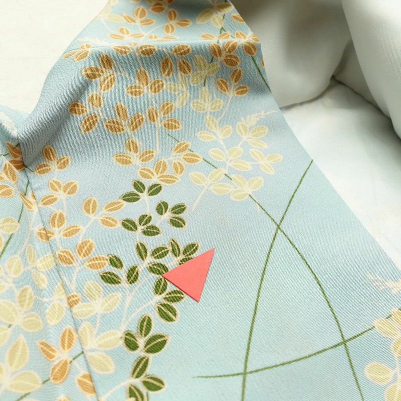 小紋 ポリエステル 木の葉・植物柄 袷仕立て 身丈164cm 裄丈66cm 着物 青・紺_画像17