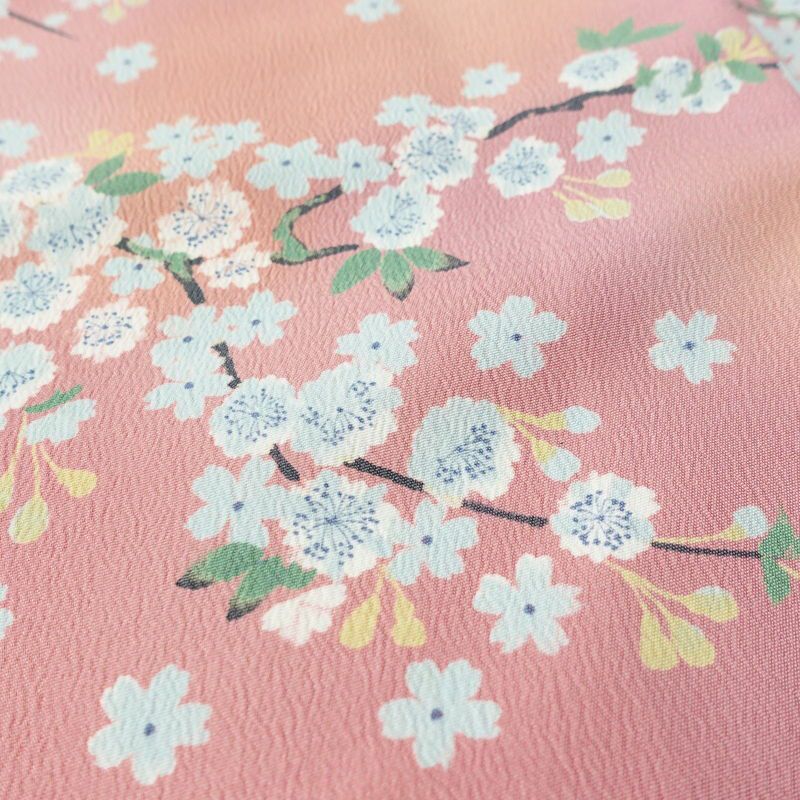 小紋 良品 ポリエステル 花柄 袷仕立て 身丈164.5cm 裄丈67.5cm 着物 ピンク_画像6