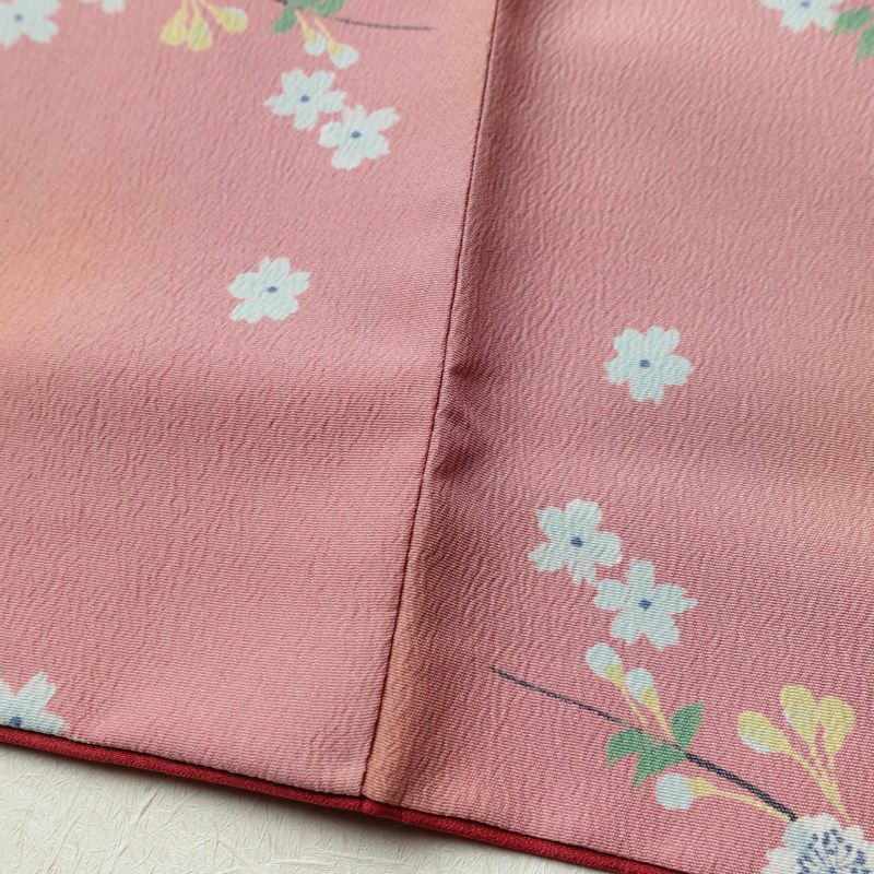 小紋 良品 ポリエステル 花柄 袷仕立て 身丈164.5cm 裄丈67.5cm 着物 ピンク_画像10