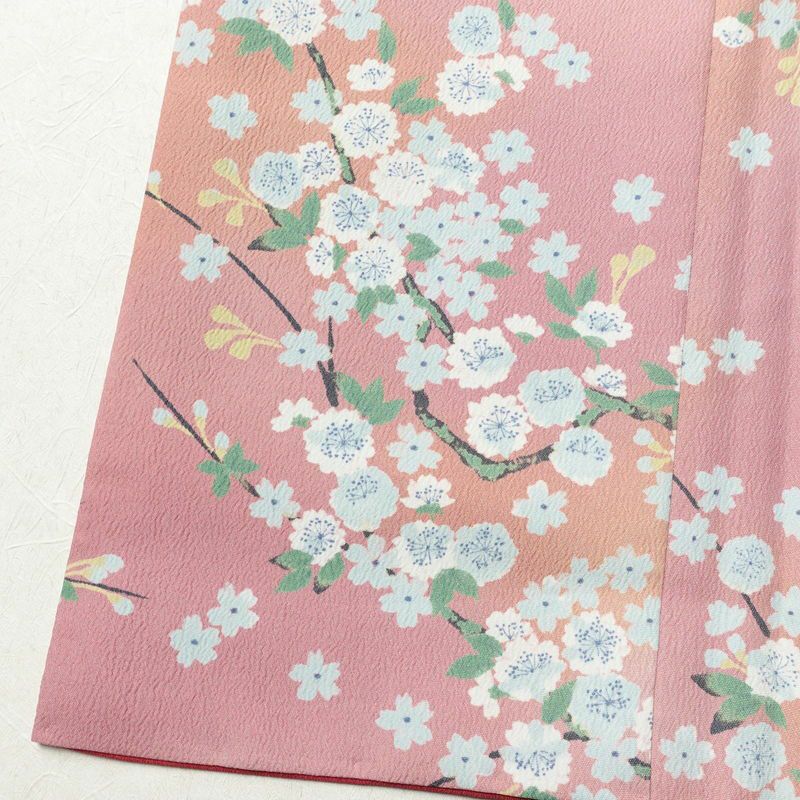 小紋 良品 ポリエステル 花柄 袷仕立て 身丈164.5cm 裄丈67.5cm 着物 ピンク_画像11