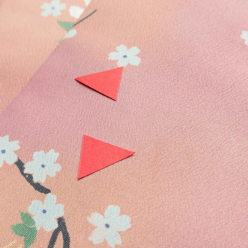 小紋 良品 ポリエステル 花柄 袷仕立て 身丈164.5cm 裄丈67.5cm 着物 ピンク_画像16