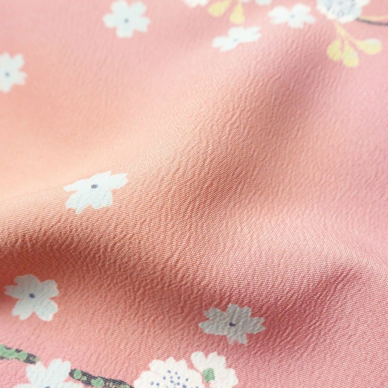 小紋 良品 ポリエステル 花柄 袷仕立て 身丈164.5cm 裄丈67.5cm 着物 ピンク_画像20