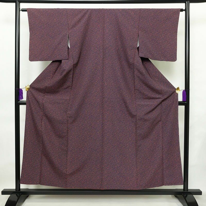 小紋 良品 総柄 ポリエステル 幾何学柄・抽象柄 袷仕立て 身丈154cm 裄丈63.5cm 着物 青・紺_画像1