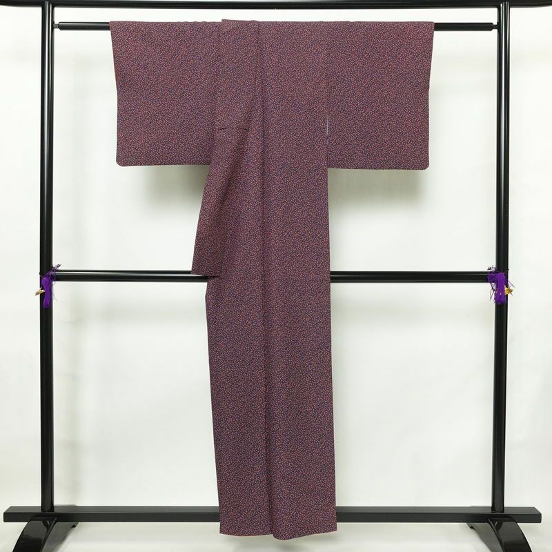 小紋 良品 総柄 ポリエステル 幾何学柄・抽象柄 袷仕立て 身丈154cm 裄丈63.5cm 着物 青・紺_画像2