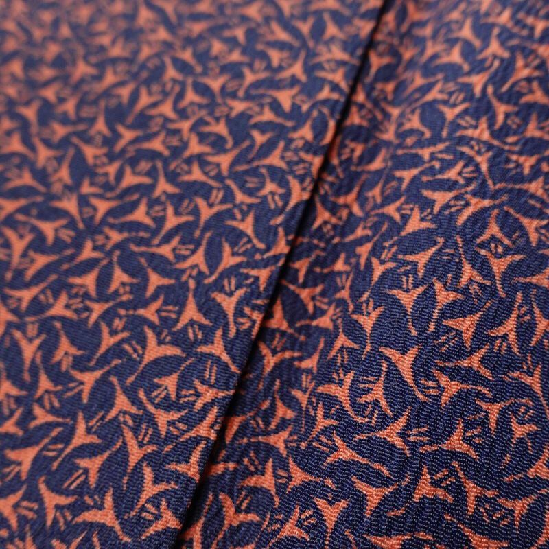 小紋 良品 総柄 ポリエステル 幾何学柄・抽象柄 袷仕立て 身丈154cm 裄丈63.5cm 着物 青・紺_画像8