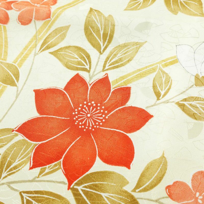 小紋 ポリエステル 花柄 袷仕立て 身丈153.5cm 裄丈64cm 着物 クリーム_画像6