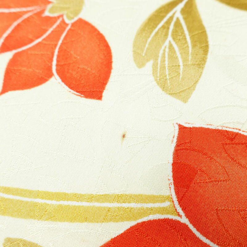 小紋 ポリエステル 花柄 袷仕立て 身丈153.5cm 裄丈64cm 着物 クリーム_画像11