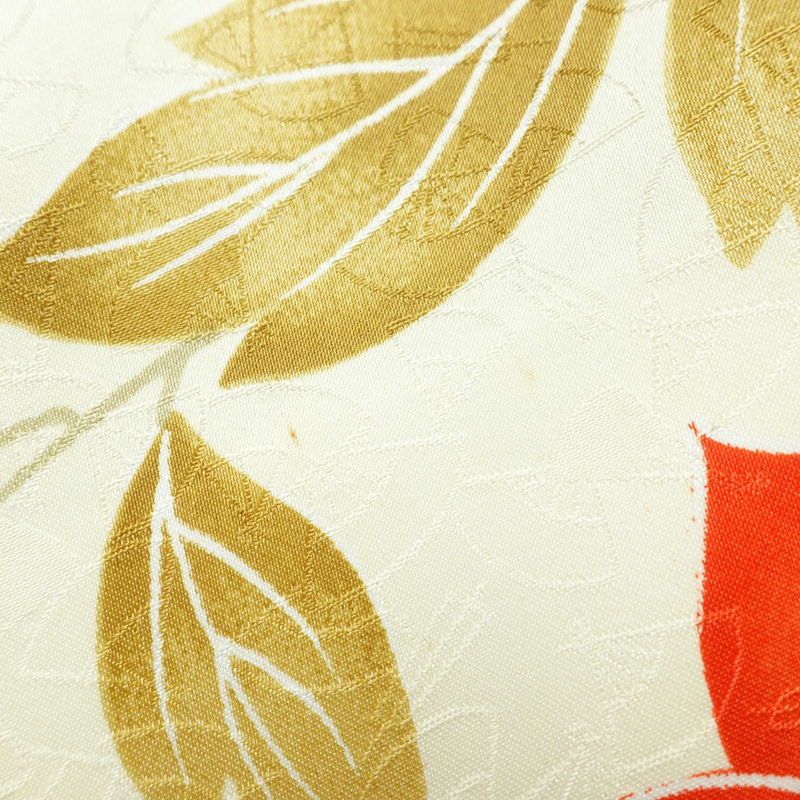 小紋 ポリエステル 花柄 袷仕立て 身丈153.5cm 裄丈64cm 着物 クリーム_画像14