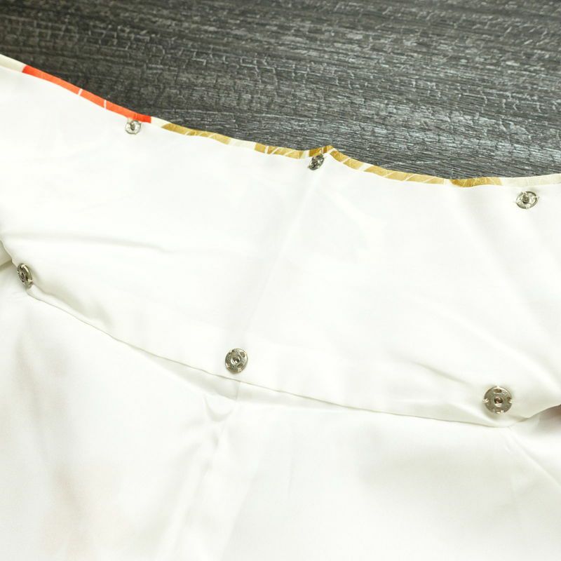 小紋 ポリエステル 花柄 袷仕立て 身丈153.5cm 裄丈64cm 着物 クリーム_画像20